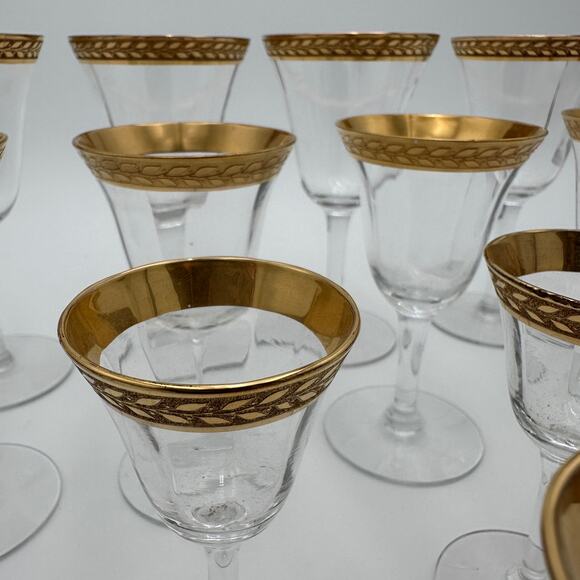 Vintage Tiffin-Franciscan Laurel Wine Stemware Gold Encrusted Band S/4 - Picture 4 of 7